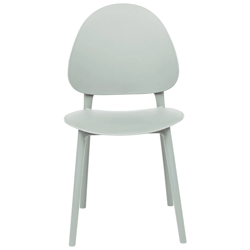 Set di 4 sedie da pranzo in plastica verde menta per interni ed esterni senza braccioli stile classico minimalista