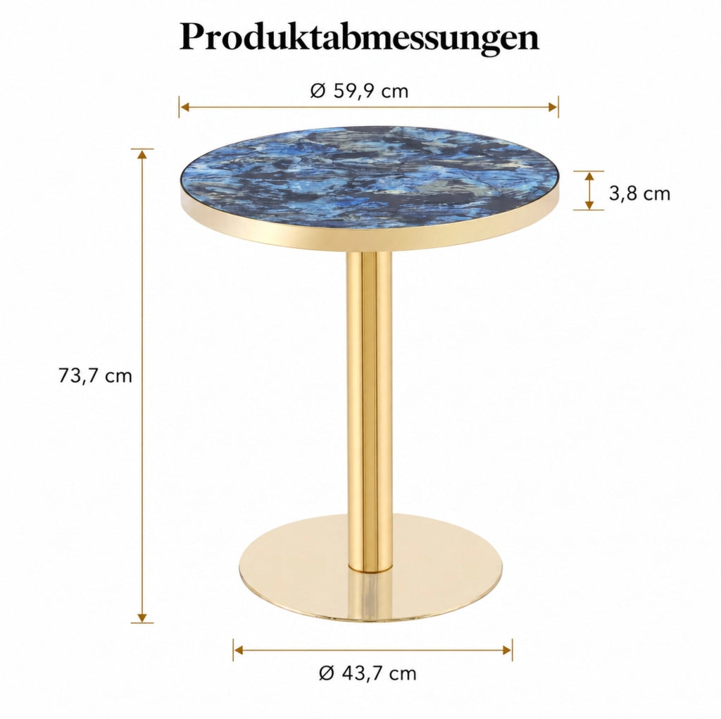 Tavolino rotondo Ø60 x 73;7 cm blu MDF e metallo; base stabile