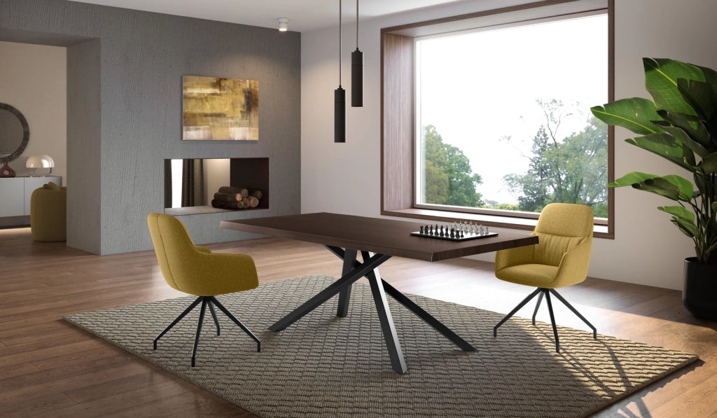 Tavolo Allungabile Spike 160/240 cm in Rovere Termocotto impiallacciato con gambe in metallo nero - Design Living Contemporaneo