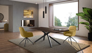 Tavolo Allungabile Spike 160/240 cm in Rovere Termocotto impiallacciato con gambe in metallo nero - Design Living Contemporaneo