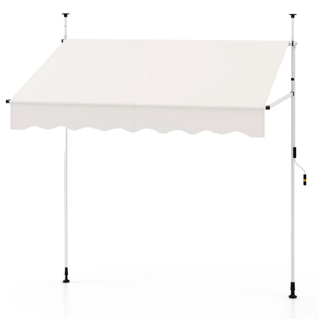 Tenda da sole retrattile manuale 200 x 120 x 210-300 cm protezione solare regolabile manovella design per esterni poliestere bianco 20_0010454