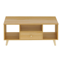 Mobile TV 3 Ripiani 1 Cassetto 90x30x45 cm in Legno Effetto Acero