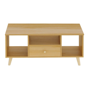 Mobile TV 3 Ripiani 1 Cassetto 90x30x45 cm in Legno Effetto Acero