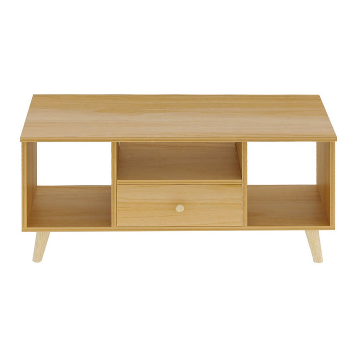 Mobile TV 3 Ripiani 1 Cassetto 90x30x45 cm in Legno Effetto Acero