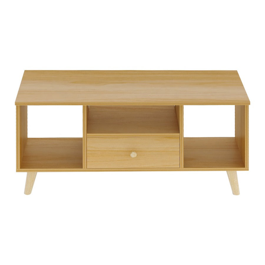 Mobile TV 3 Ripiani 1 Cassetto 90x30x45 cm in Legno Effetto Acero