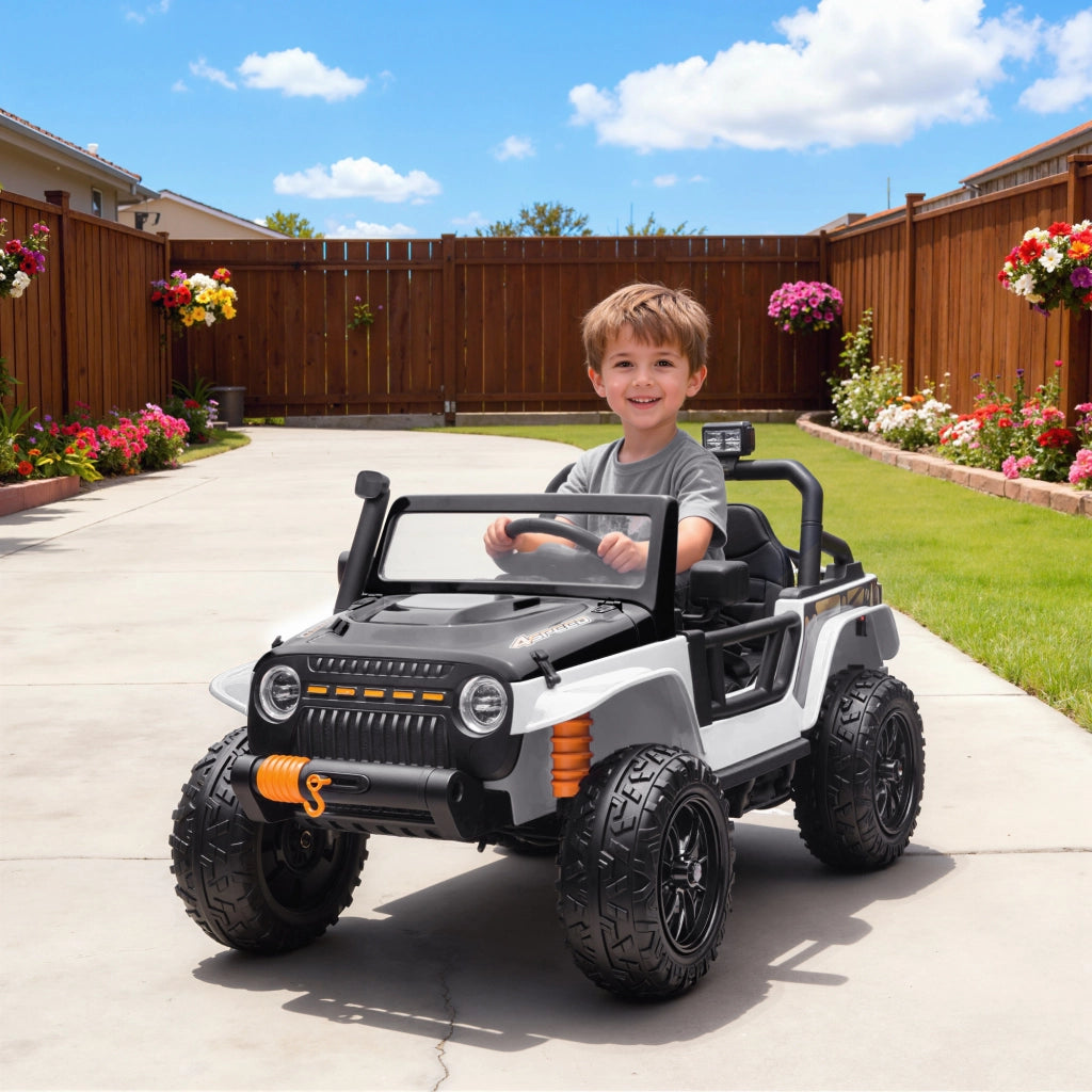 Auto Elettrica per Bambini 12V con Sedile Genitore ¨C Xylo ¨C Telecomando, Musica, LED, 3-8 Anni, Bianco