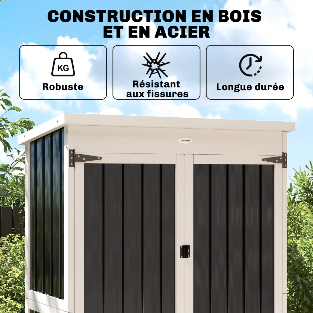 Armadio da Giardino in Legno e Acciaio ¨C zephmum ¨C Nero 94x43x166cm
