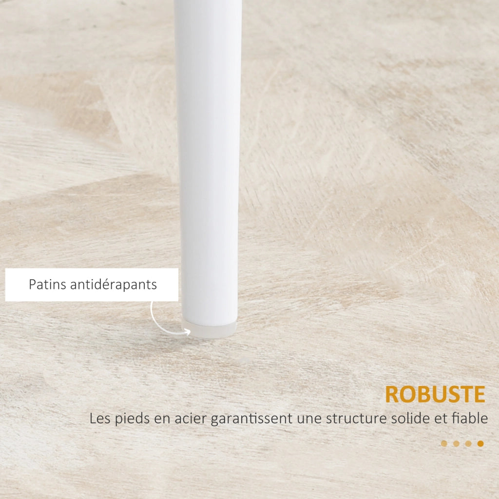 Set 4 Sedie da Pranzo ¨C Xylo ¨C Schienale Alto, Rivestimento Similpelle Bianco, Gambe Acciaio