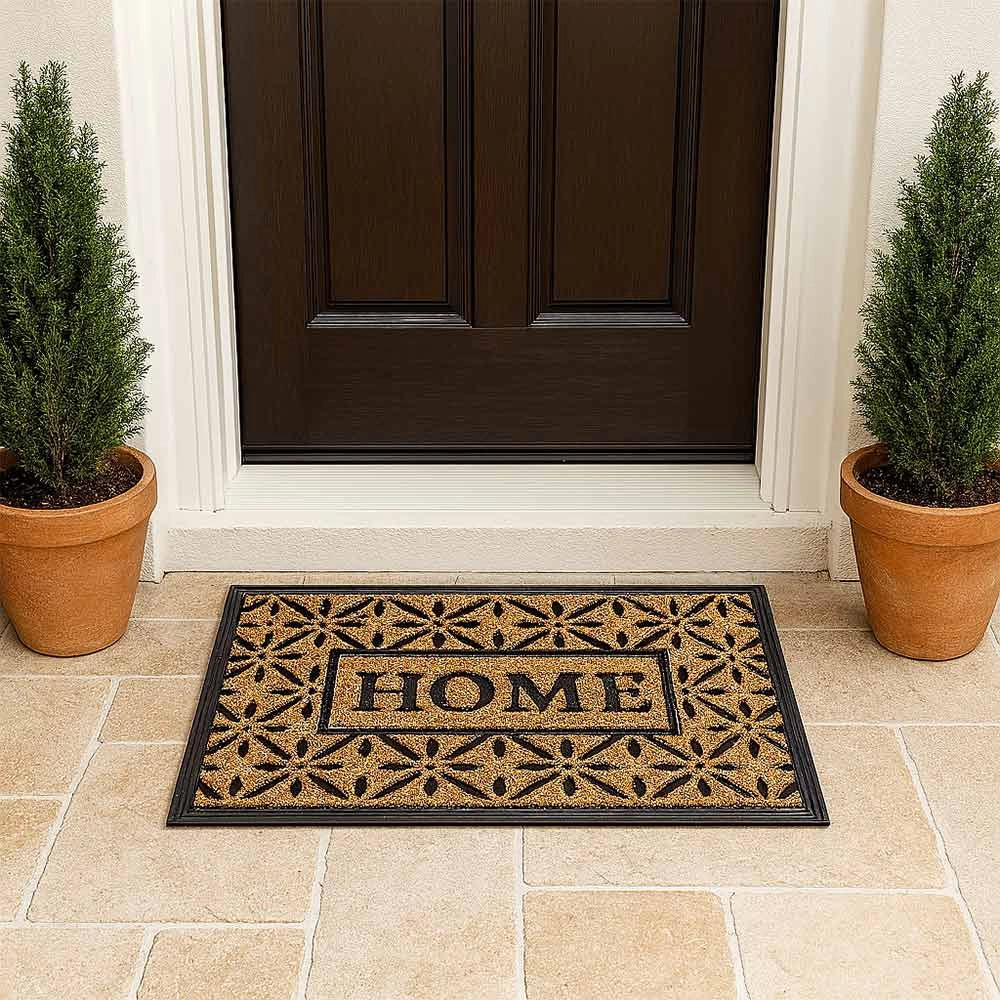 Zerbino rettangolare in fibra di cocco con scritta Home misura 40 cm x 60 cm