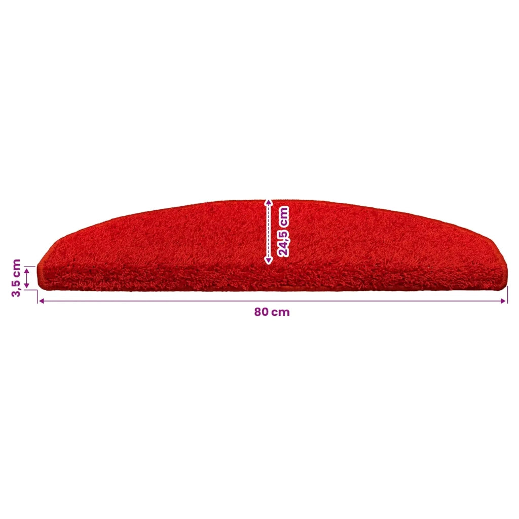 Tappetini per scale autoadesivi 15 pcs Rosso 80 x 24,5 x 3,5 cm
