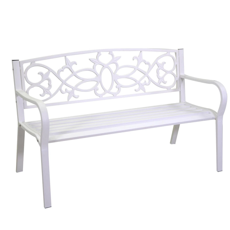 Panchina metallo pavia bianco cm 124x57h78