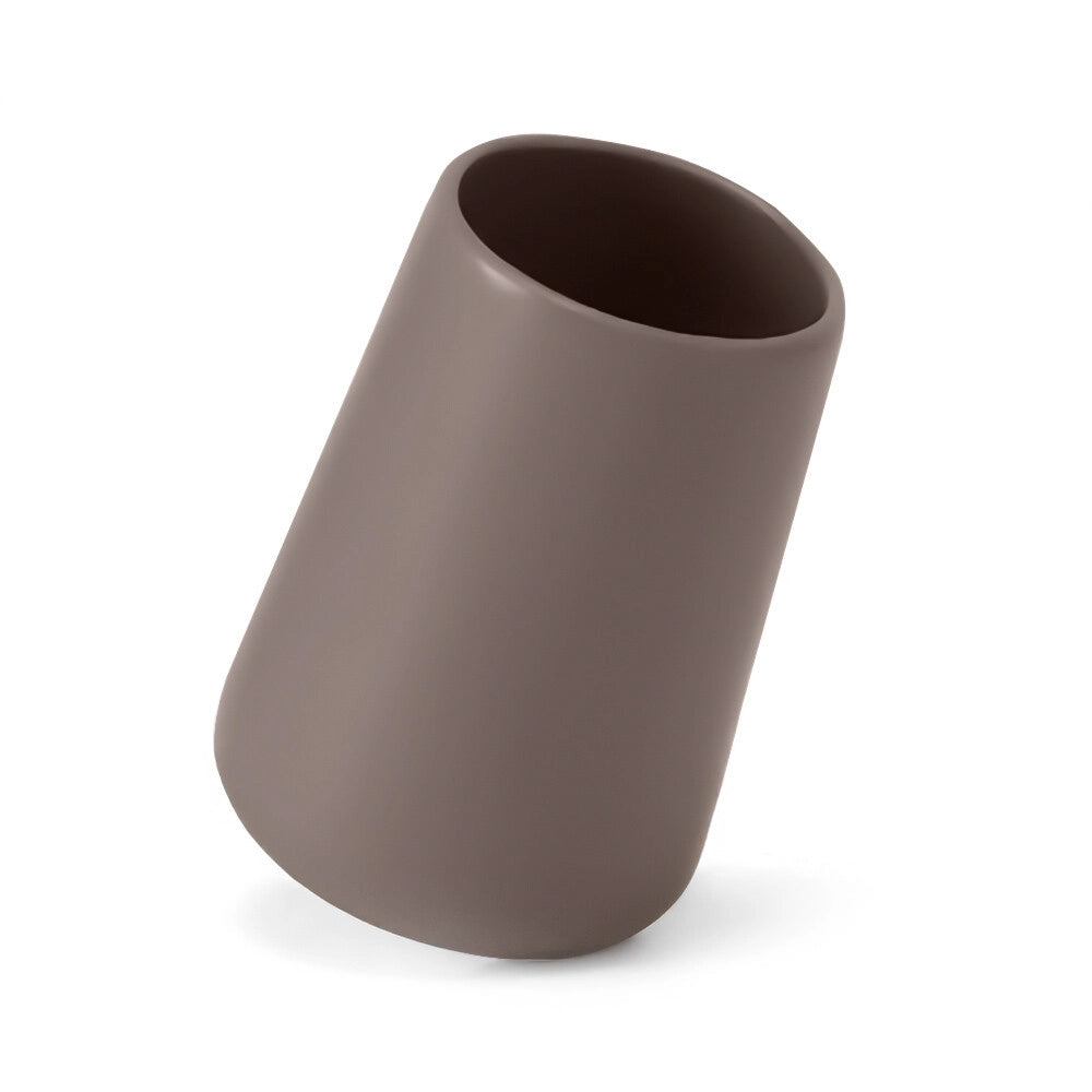 Set accessori bagno completo da 4 pezzi in ceramica tortora e cromo Sidney