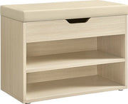 Bancodella, con spazio di archiviazione - Organizzatore di garage - Bancodella ottomana - Struttura a piastra - 30 cm x 60 cm x 44 cm - Beige naturale