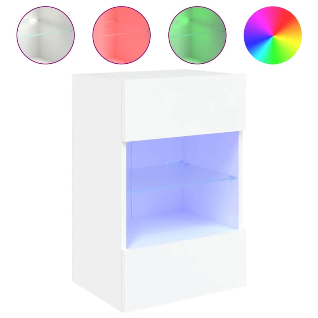 Mobile TV multimediale da parete mensola TV credenza mobile TV per sala da pranzo soggiorno camera da letto con luci LED 2 pezzi 40 x 30 x 60,5 cm bianco 02_0029101