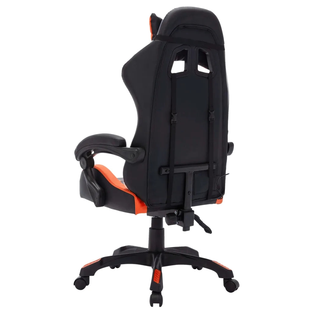 Sedia da Ufficio | Sedia da Gaming con Luci a LED RGB Arancione e Nera Similpelle