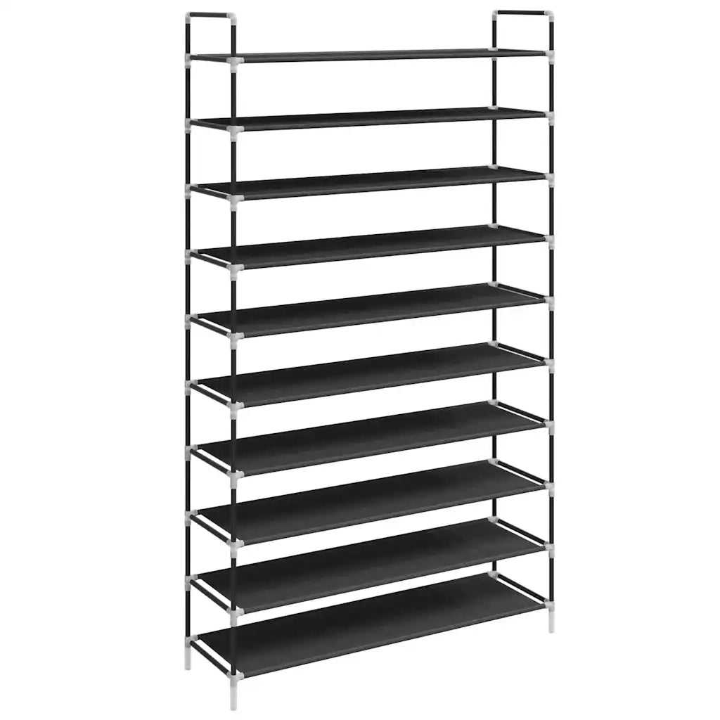 Scarpiera con 10 Ripiani Metallo e Tessuto Non Tessuto Nero cod mxl 53728