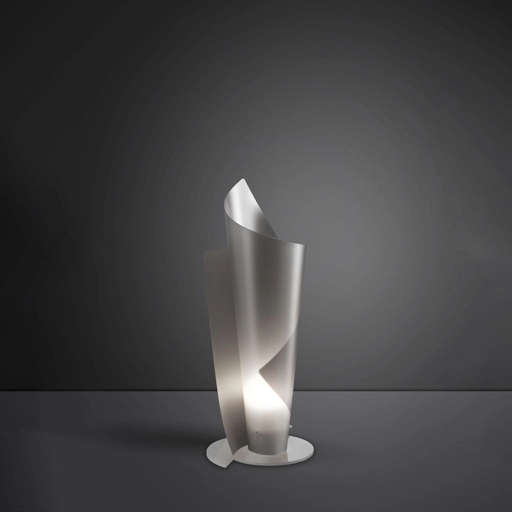 Lampada Da Scrivania-Ufficio Moderna Vela Polilux ® Argento 1 Luce E27 H70Cm