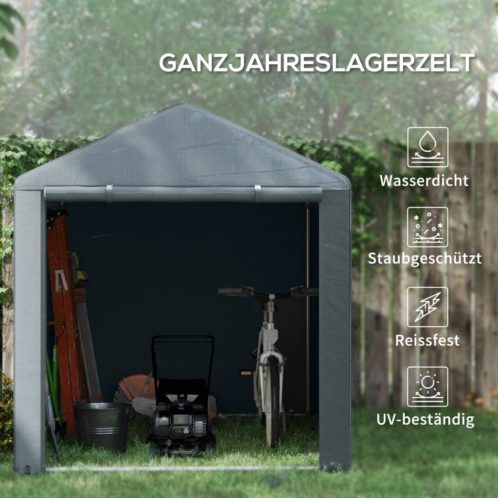 Tenda da garage tenda di stoccaggio 1.6 x 2.18 x 1.72 m con protezione UV porta a cerniera garage stagno idropelente per attrezzi da giardino