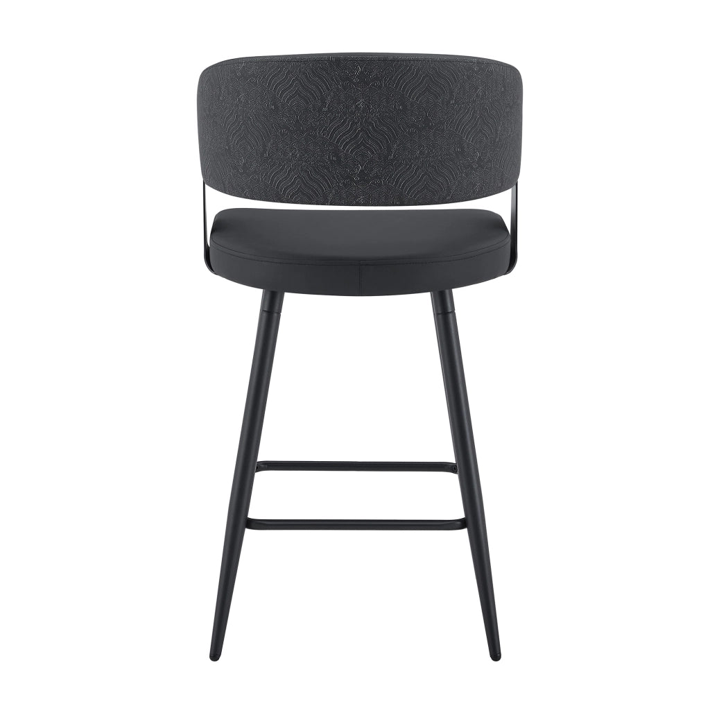 Sedia da pranzo con braccioli e schienale ergonomico in similpelle nera 82×46×56 cm