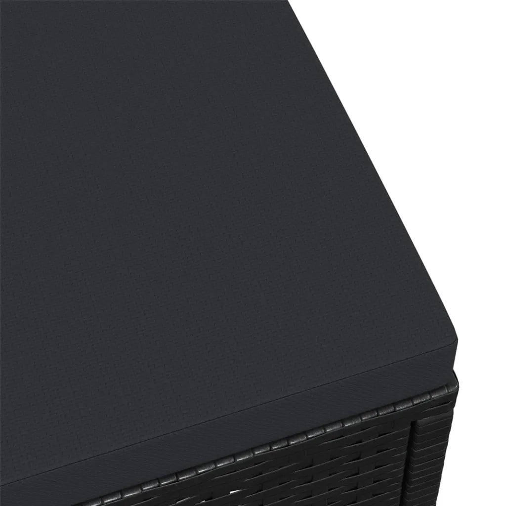 Poggiapiedi da Giardino con Cuscini Nero in Polyrattan 310489