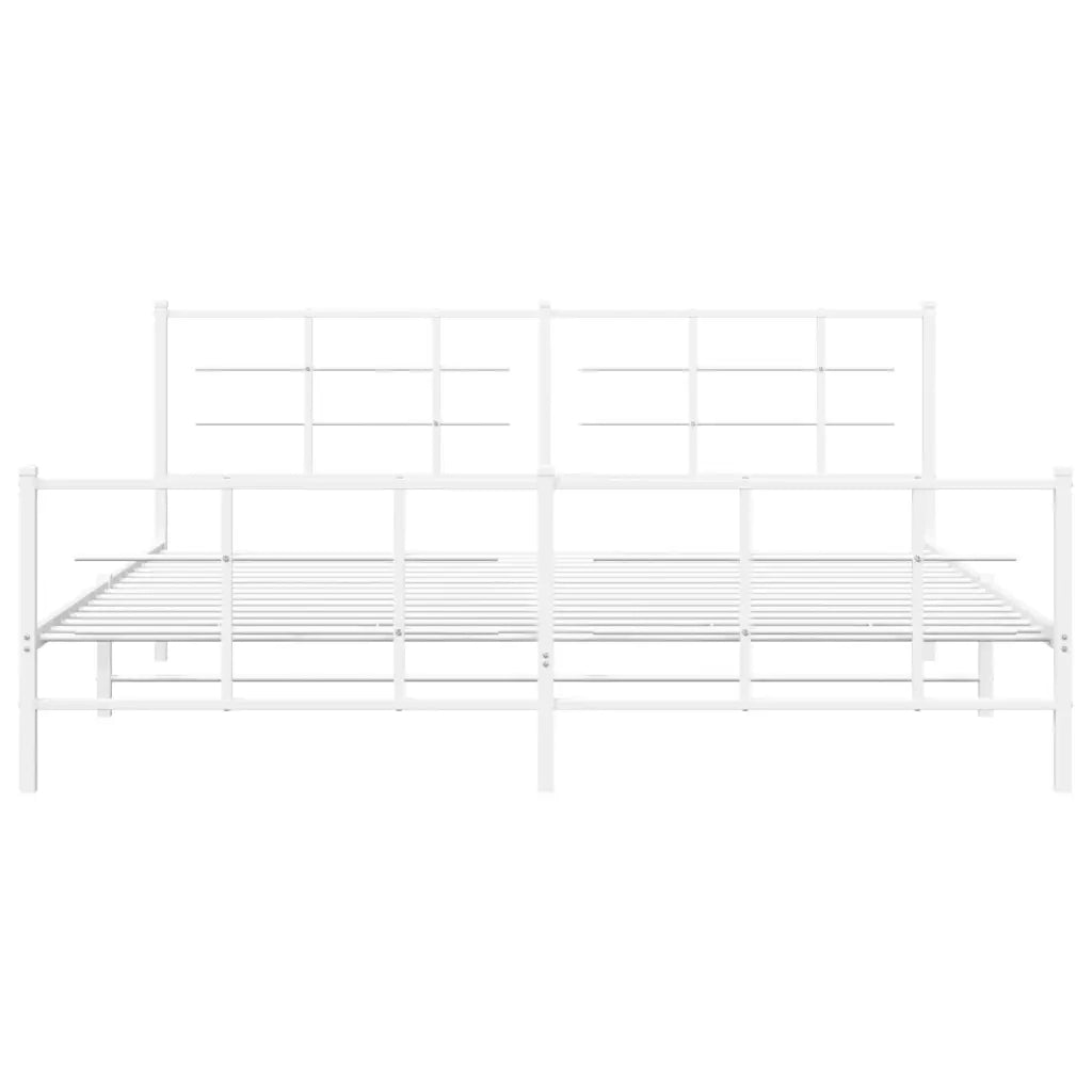 Giroletto con Testiera e Pediera Metallo Bianco 193x203 cm 355634