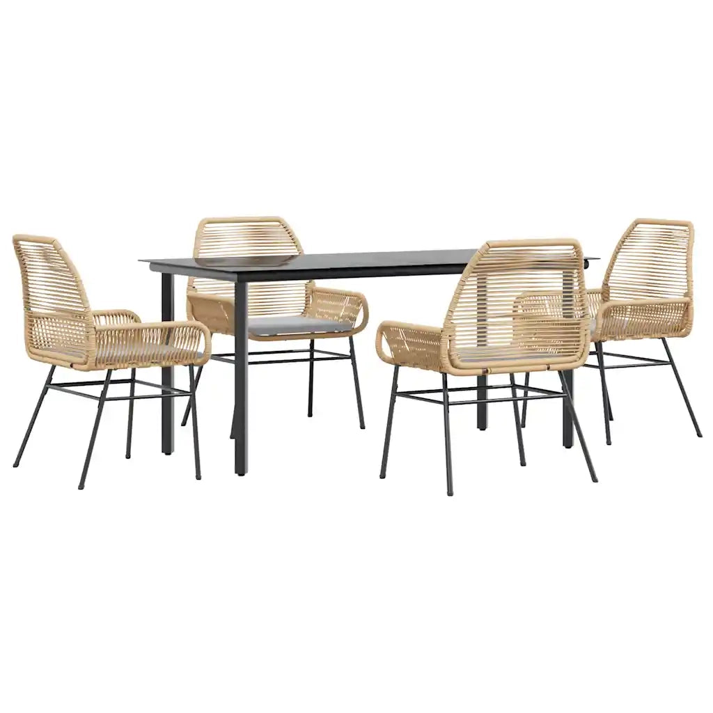 vidaXL Set da Pranzo da Giardino 5pz con Cuscini Polyrattan Vetro