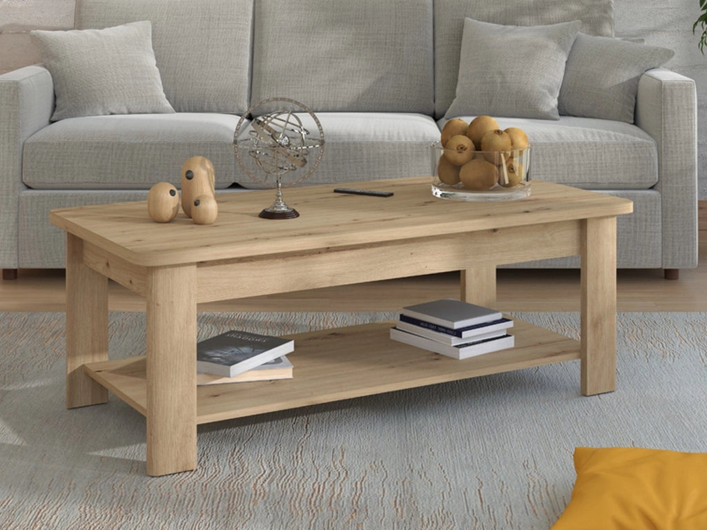 Pella, Tavolino da Salotto un Vano, 124x60x45h cm Marrone Rovere Nodi