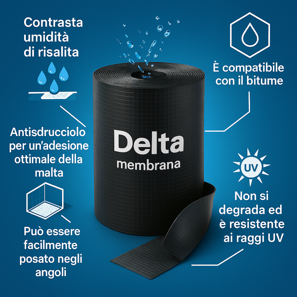 Tagliamuro delta dpc barriera antiumidità antisdrucciolo murature rotolo 25 m *** larghezza 50 cm, confezione 1
