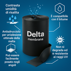 Tagliamuro delta dpc barriera antiumidità antisdrucciolo murature rotolo 25 m *** larghezza 50 cm, confezione 1