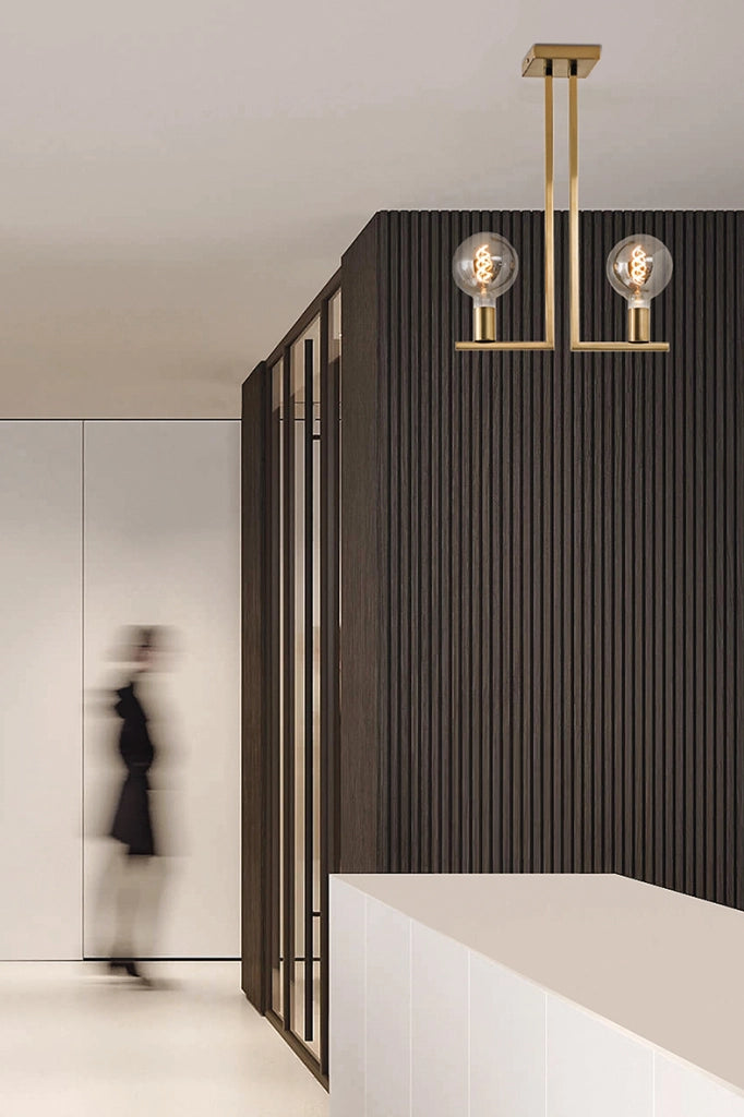 Applique Twin a Parete con Attacco E27 per Interni - Struttura Nero e Ottone Satinato 75W IP20 - Design Decorativo - Rossini Group