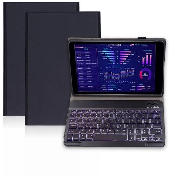 Portatile per tastiera - Design sottile - Tastiera ripiegabile - Illuminazione di background - Leggero - Protezione completa - Compatibile con M10 FHD PLUS - Portatile per tablet