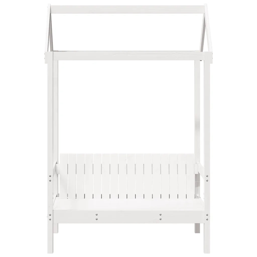 Panchina con Tetto Bianca 117,5x70x176,5 cm in Legno di Pino 846995