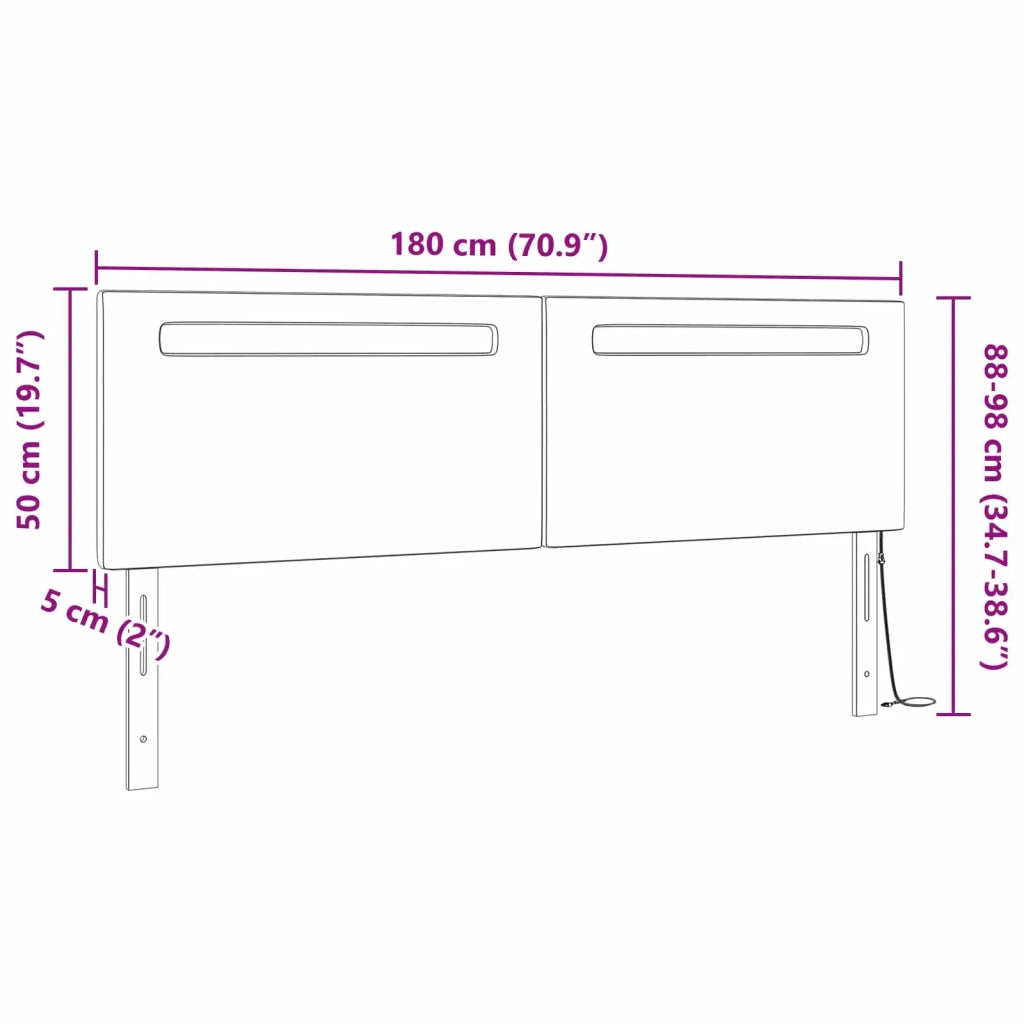 Testiera LED Bianco 180 cm Pelle Sintetica 42007310