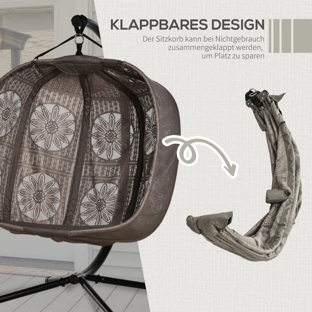 POLTRONA SOSPESA 2 POSTI 132x126x172 cm Sabbia con cuscino