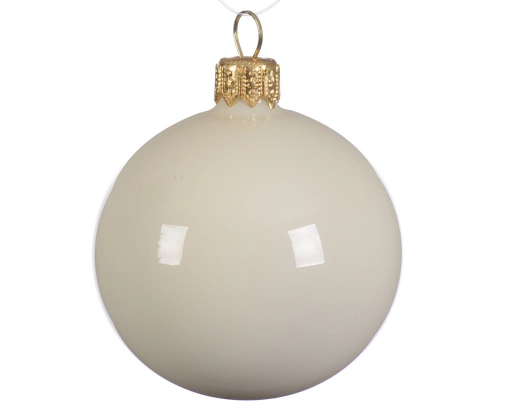 Box Da 4 Palline Di Natale Bianco Latte 10 Cm