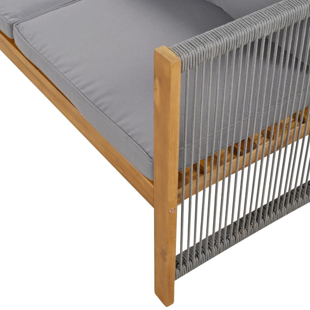 Set Salotto da Giardino con Divano, 2 Poltrone e Tavolino ¨C MINIMAL ¨C Polyrattan Acacia Grigio