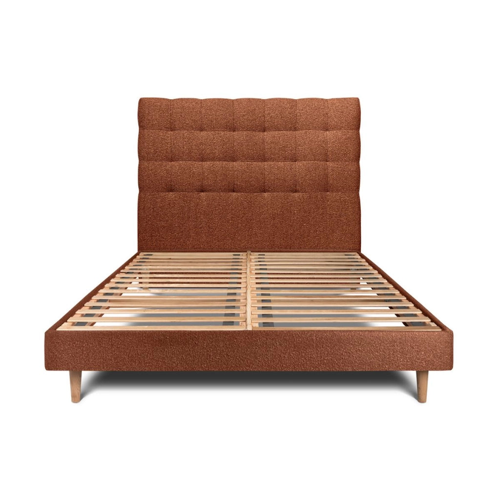 Letto 200x200 cm con testata imbottita - tessuto bouclé