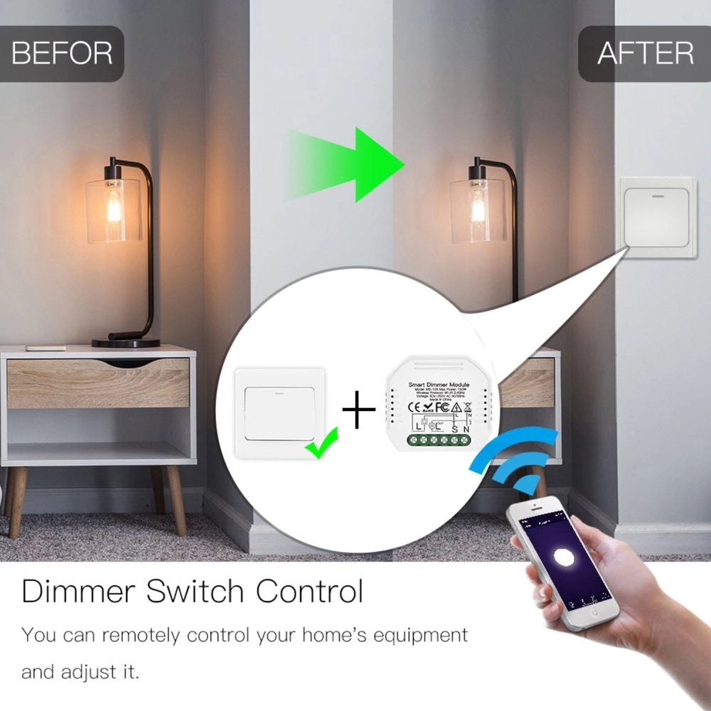 Interruttore WIFI 2.4G Triac Dimmer Taglio di Fase, APP TUYA, Smart Life 1A AC 220V 50/60HZ 150W SH105