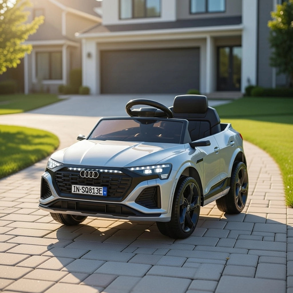 Macchina Elettrica per Bambini 12V Licenza Ufficiale Audi SQ8 E-Tron con Telecomando e Sedile Pelle Grigio
