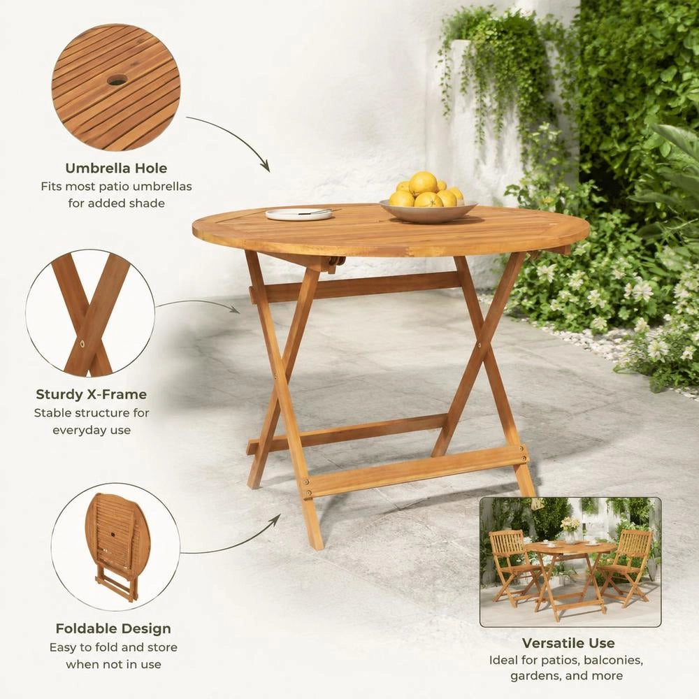 Folding Garden Table 90x75 Cm Solid Acacia Wood