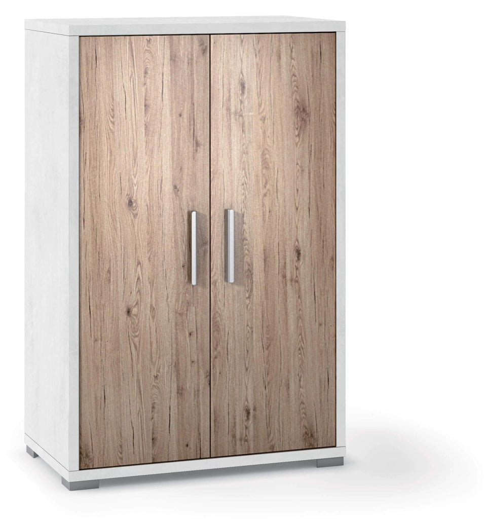 Mobile 2 Ante 71x110x41 cm Ossido Bianco/Rovere Naturale