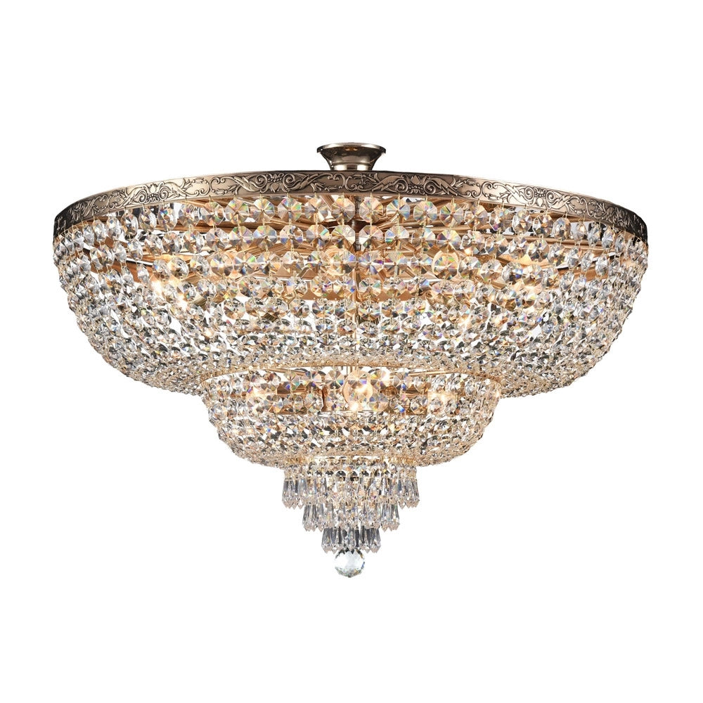 Plafoniera Contemporanea Palace Metallo Oro 14 Luci