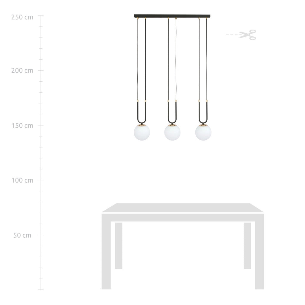 Emibig Glam 3 lampadario 3xE14 nero opale oro dimmer