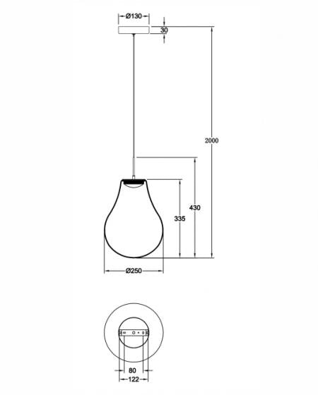 Lampada a sospensione Noa LED 14W 1510lm CCT 2700K-3000K-4000K, dimmerabile a step, struttura in metallo e vetro borosilicato, colore Ambra