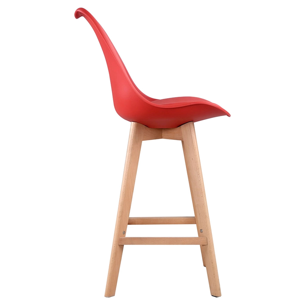 Set di 2 sgabelli scandinavi SVEN rossi con cuscino