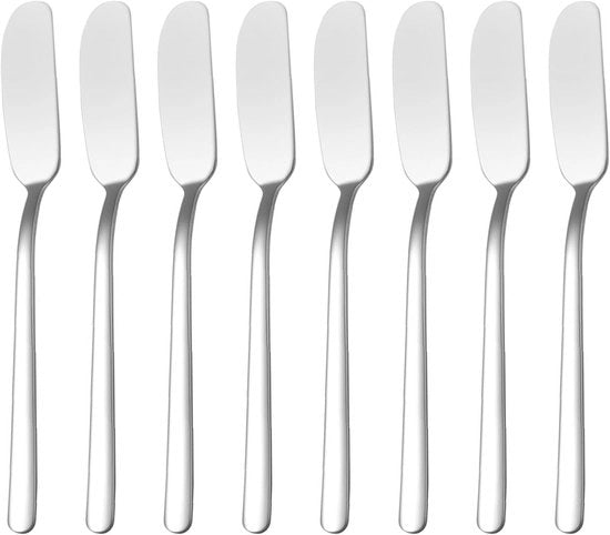 Set di 8 - Mes per formaggio in acciaio inossidabile - Mes per burro - Mes per marmellata - Adatto per gelato, formaggio, torta, casa, cucina, colazione - Argento