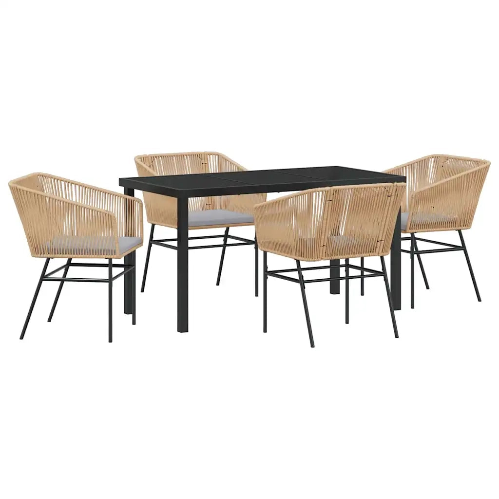 Set da Pranzo per Giardino con cuscino 5 pcs Marrone 3380927