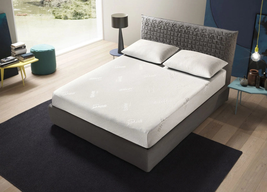 Coprimaterasso Imbottito Elasticizzato Anallergico Federe Cuscino Letto Made Italy - Singolo - Silver