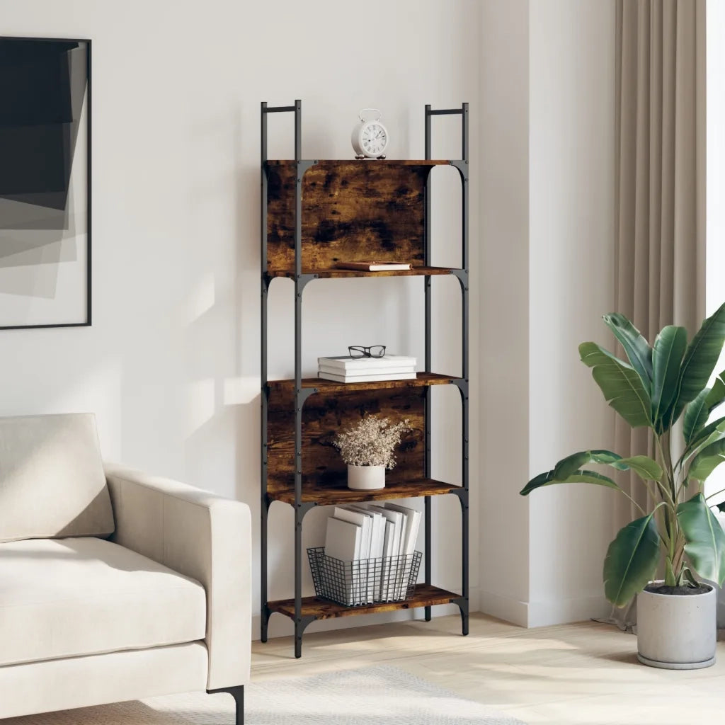 Libreria 5Ripiani Rovere Fumo 60,5x24x166,5cm Legno Multistratocod mxl 133970