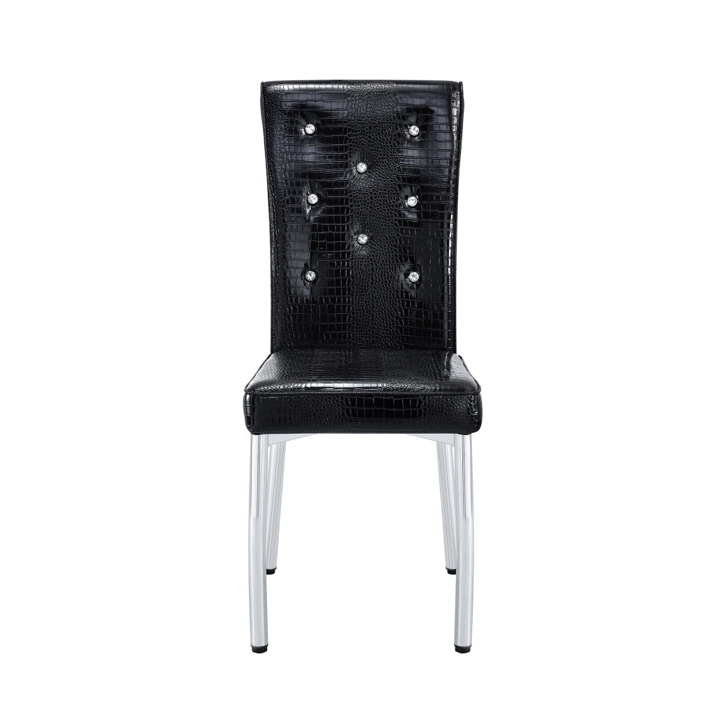 Sedie da Pranzo Retr¨° Imbottite in Ecopelle con Gambe in Metallo ¨C MINIMAL ¨C Set 2 Pezzi, Nero